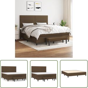 The Living Store Boxspring met matras stof donkerbruin 160x200 cm - Boxspringbed - Donkere Bruine Boxspring - Pocketveer Matras - Tweepersoons Bed - Stapelbare Bank