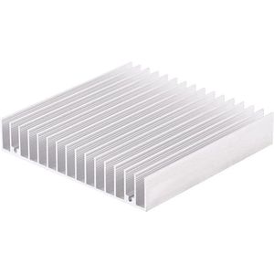 Aluminium koellichaam van 100 x 100 x 18 mm met goede thermische geleidbaarheid voor effectieve warmteafvoer en optimale koeling in elektronische toepassingen