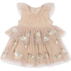 Konges Sløjd Fayette Glinsterende jurk - Swan Glitter - Maat 4 jaar