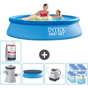 Intex Rond Opblaasbaar Easy Set Zwembad - 244 x 61 cm - Blauw - Inclusief Pomp Afdekzeil - Zoutwatersysteem - Filters - Zwembadzout