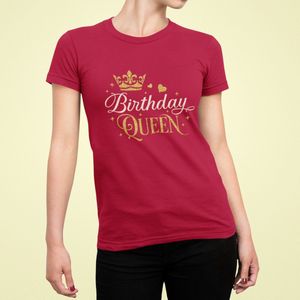 Birthday Queen Crown - Verjaardag T-shirt Rood - Grappig T-shirt - Maat S - Verjaardag Cadeau Vrouwen - Limited Edition