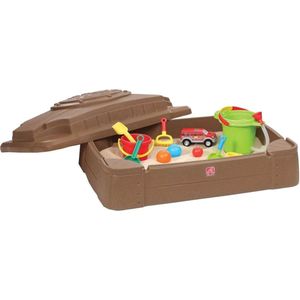 Step2 Play & Store Zandbak - Met Deksel en Zitbankjes - Zandbak van plastic / kunststof voor kinderen - Voor 91 kg zand