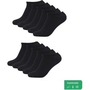 Bali Sneaker Socks - Sneakersokken 6 Paar - Zwart - Dames & Heren - Bamboe Sokken - Kort Sokken - Antibacterieel - Maat 39/42