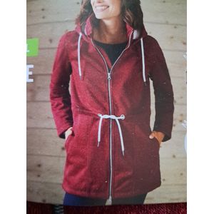 Esmara Dames Fleece vest Gebreid - Maat L 44/46 - Rood - Met capuchon - Tweewegritssluiting - Warm teddypluche