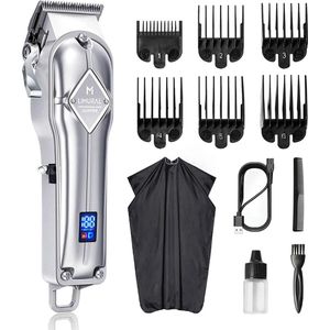 Tondeuse - Tondeuse Mannen - Hoofdhaar - Baardtrimmer - Draadloos - Lange Batterijduur - Digitaal Display - Zilver