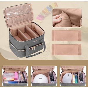 Nagellak Organizer - Opbergvakken voor Manicuregereedschap - Grijs - Draagtas - Gepatenteerd nagellak koffer