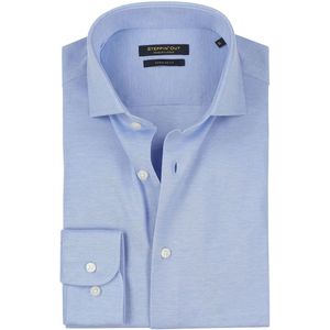 Steppin' Out Overhemd Stretch Piqué Lichtblauw - Maat M - Heren - Overhemden Formeel
