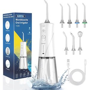 Draadloze Monddouche 230 ml - Waterflosser met 5 Modi en 7 Sproeiers - IPX7 Waterdicht en USB-oplaadbaar voor Thuis en Reizen