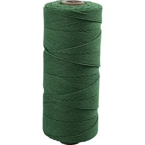 Macramé koord, L: 315 M, dikte 1 mm, Dunne kwaliteit 12/12, groen, 220 gr/ 1 bol