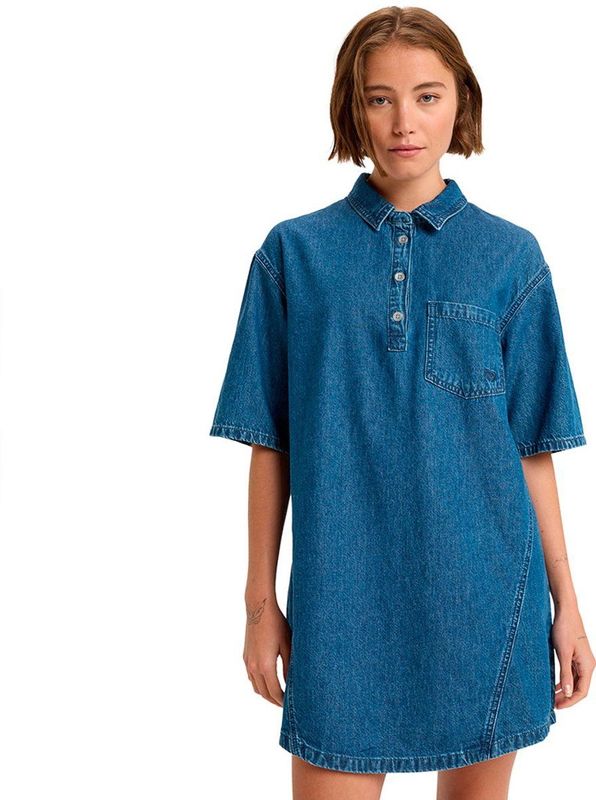 Roxy - Afternoon Skies - Mini Denim Overhemdjurk - Korte Mouw - Dames