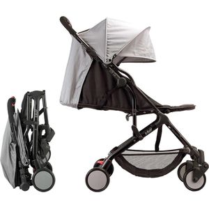 Compacte YUKO² Buggy - verstelbare beensteun - geboorte - één hand - zwart/grijs Buggy inklapbaar vliegtuig