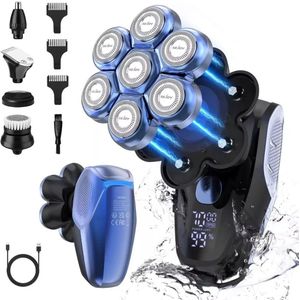 TrendWave 6-in-1 7D Hoofdscheerapparaat – Elektrisch Waterdicht Scheerapparaat Kaal Mannen – Neustrimmer Baardtrimmer Grooming-Kit