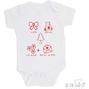 100% katoenen Romper Rebus ""Ik ben de allerliefste"" Unisex Katoen Wit/rood Maat 62/68