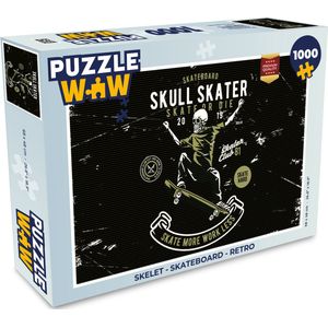 Puzzel Skelet - Skateboard - Retro - Legpuzzel - Puzzel 1000 stukjes volwassenen