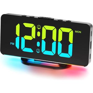 Digitale Wekker met RGB Display en Oplaadpoorten - Geschikt voor Kinderen en Tieners