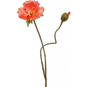 Woonexpress - Kunstbloem Poppy Oranje - Polyester Peach - 74x0x0cm (hxbxd)
