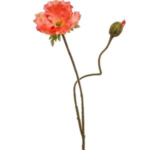 Woonexpress - Kunstbloem Poppy Oranje - Polyester Peach - 74x0x0cm (hxbxd)