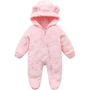 Pasgeboren fleece pyjama rompertje met capuchon voor baby 0-12 maanden