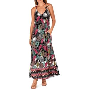 Lange strandjurk met spaghetti bandjes maat M