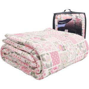 HappyBed Pinkpatch V2 | 240x220 - Wasbaar dekbed zonder overtrek - Bedrukt dekbed - Gekleurd dekbed - Dekbed met print - Hoesloos dekbed