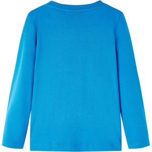 Kindershirt lange mouwen kobaltblauw maat 116