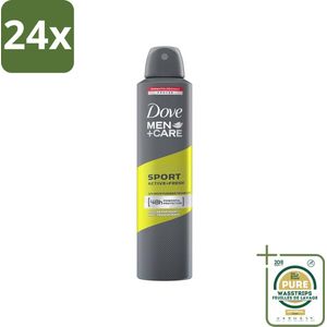 Dove - Deodorant - Spray Men - Sport Active + Fresh - Energiek en verfrissend - 250 ml - Voordeelverpakking - 24 stuks - Mannen - Sport