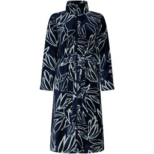 Pastunette dames badjas fleece - met rits - MAAT XL - Palmblad - marine