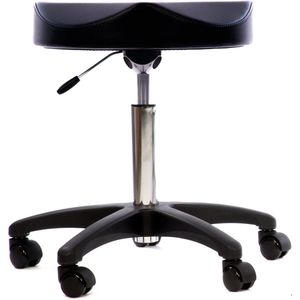 Novicum® Ergo tabouret 41cm breed zwart met LARGE gasveer zadelkruk kappersfiets kapperskruk