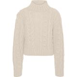 VMISLA - LS Highneck Pullover - Beige - Gebreide Trui