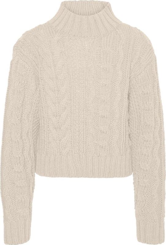 VMISLA - LS Highneck Pullover - Beige - Gebreide Trui