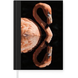 Notitieboek - Schrijfboek - Flamingo - Water - Roze - Notitieboekje klein - A5 formaat - Schrijfblok