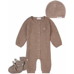 Noppies - kledingset - 3delig - 100% Biologische katoen - Boxpak Monrovia Taupe - Muts Rosita - Slofjes Nelson - Maat 62