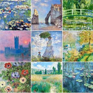 UNIEK & STIJL - blanco wens kaarten met envelop - wenskaarten set - Claude Monet - oa waterlelies - zonder tekst - 9 kaarten - hoogwaardige kwaliteit - 14.8 x14.8 cm oud Hollandse meesters - Zie al onze kaartensets : UNIEK & STIJL kaarten