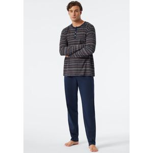 Schiesser - Pyjama - Lange Broek - Grijs/Blauw - 100% Katoen