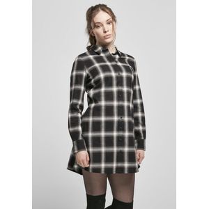 Urban Classics Korte jurk -XL- Cotton Check Shirt Zwart/Wit