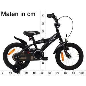 2Cycle Biker kinderfiets 14 inch (3 tot 5 jaar) voor jongens zwart
