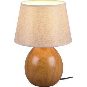 LED Tafellamp - Tafelverlichting - Torna Lunola - E27 Fitting - Rond - Mat Bruin - Keramiek