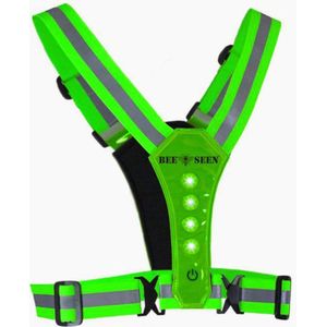 Bee Seen – GREEN Harness USB - Verlichting - Led Harness - USB - LED - one size - Hardloopvest - Jogging reflectie vest - Hardloopverlichting
