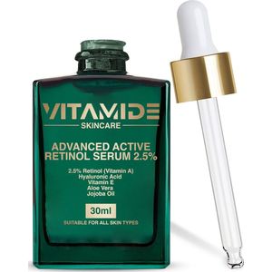 Advanced Active Retinol Serum 2.5 Procent - Hyaluronzuur Serum met Vitamine E, Aloe Vera Gel en Jojoba Olie - Anti Rimpel, Anti Aging en Anti Acne Serum