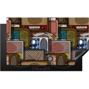 KitchenYeah® Inductie beschermer 90x52 cm - Tieners - Radio - Patronen - Retro - Kookplaataccessoires - Afdekplaat voor kookplaat - Inductiebeschermer - Inductiemat - Inductieplaat mat