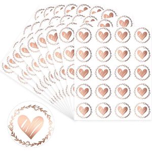 Ainy Sluitstickers Hartjes Rose Goud - 100 stuks bedankt stickers van 32 mm - ideaal voor cadeauverpakkingen, uitdeelzakjes, bedanktjes, traktatie en decoratie - Bedankt stickers voor kinderen en volwassenen