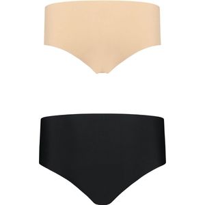 Bye Bra Invisible Hipster Slipje, Bye Bra Onzichtbare Slip, naadloos ondergoed dames, seamless slip, seamless ondergoed dames 2 Pack - Beige/Zwart, XL