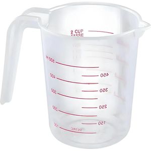 0.5 L Shatterproof Transparent Red Scale Plastic Measuring Cup - Dishwasher Safe Large Cup for Kitchen Household Workshop and Laboratory