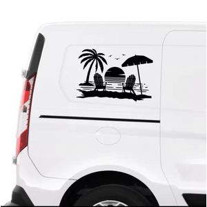 60*40 cm Palmboom En Strand Camping Muursticker Voor Camper Suv Camper Decoratie Caravan Rv Decor Sticker Auto Tuning Accessoires
