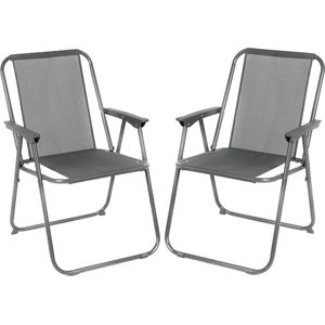 Sunnydays Picnic camping/strand stoel - 2x - aluminium - inklapbaar - grijs - L53 x B55 x H75 cm - klapstoelen