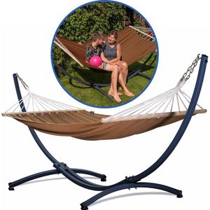 Hangmat met SPREIDSTOK en standaard– 2 persoons – EXTRA STABIEL frame tot 220 kg – Hangmatsets - Grande Roma