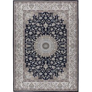 Wasbaar Vloerkleed | Tapijt | Dunya | Medaillon | Navy | 120x170 cm