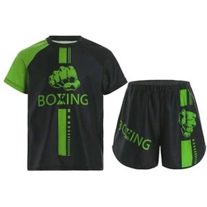 Wushu pak voor kinderen, korte mouwen T-shirt en kickboksshorts, fitness en vechtsport kleding