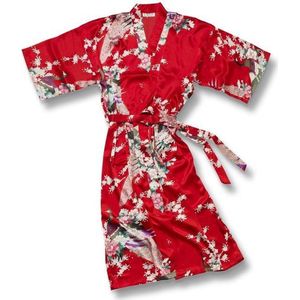 TA-HWA - Dames Kimono - met Pauw Motief - Rood - Maat L