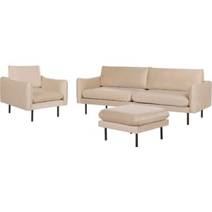 VINTERBRO - Bankenset met ottomaan - Beige - Fluweel